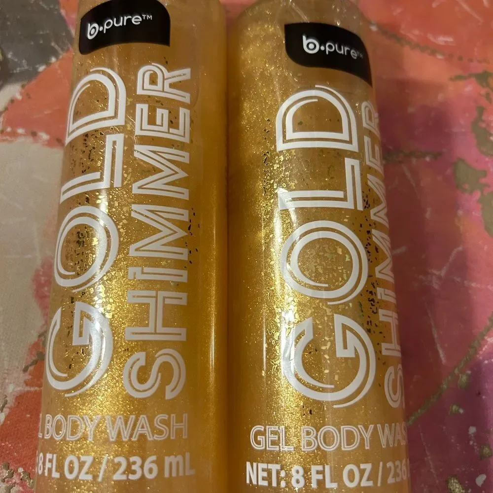 🛍️ B.Pure Gold Shimmer Gel Body Wash - 2 Bottles (8 oz / 236 ml Each)